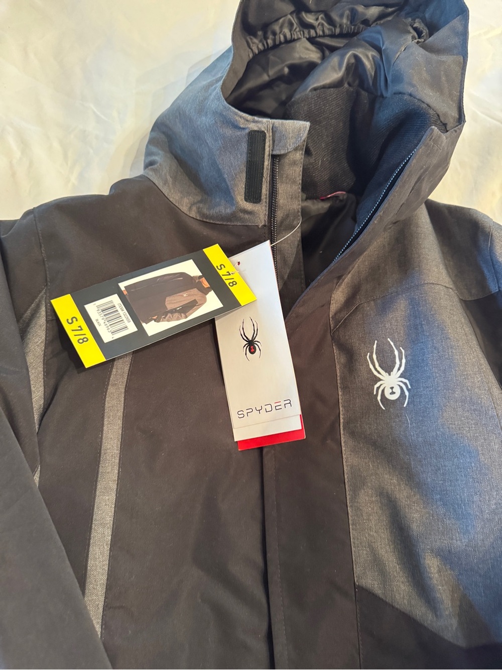Spyder Kids Black and Gray Hooded Raincoat